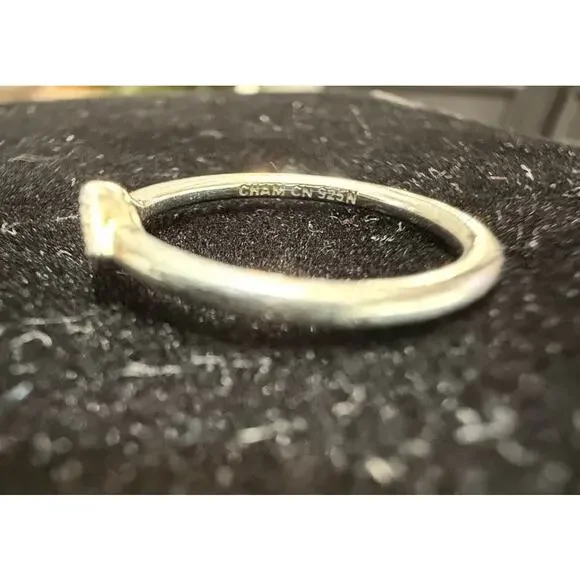 Cham Sterling Silver Double Squares With Milgrain Set Crystals Open Top Size 5 - Picture 5 of 8